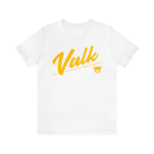 Valk Script Yellow Unisex Jersey Short Sleeve Tee